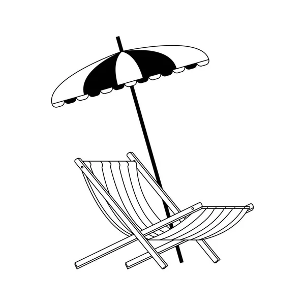 Sombrilla y silla de playa, diseño plano — Vector de stock