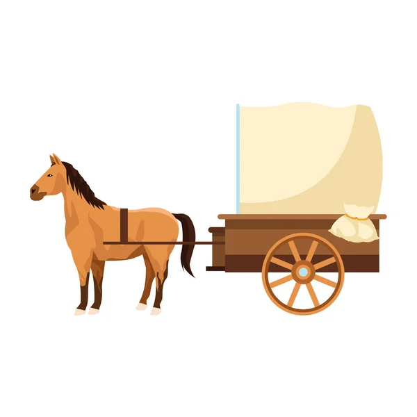 Кінь і вінтажний значок каретки — стоковий вектор