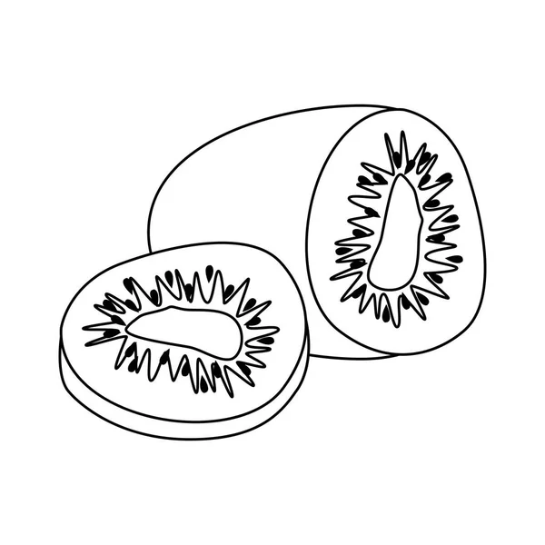 Icono de la fruta kiwi a la mitad, diseño plano — Archivo Imágenes Vectoriales