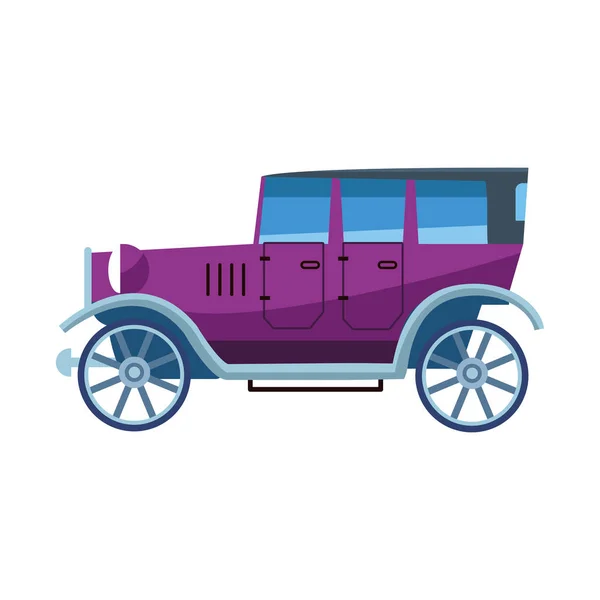 Фиолетовый винтажный автомобиль икона, красочный дизайн — стоковый вектор