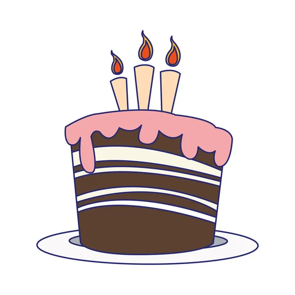 Gâteau d'anniversaire avec trois bougies icône — Image vectorielle