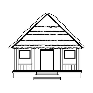 Plaj evi simgesi, düz tasarım