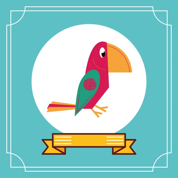 Cute parrot mexican culture icon — Stock vektor