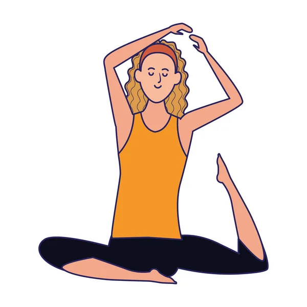 Mujer practicando yoga icono, diseño colorido — Vector de stock