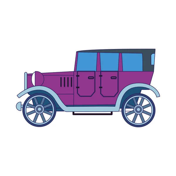 Фиолетовый винтажный автомобиль икона, красочный дизайн — стоковый вектор