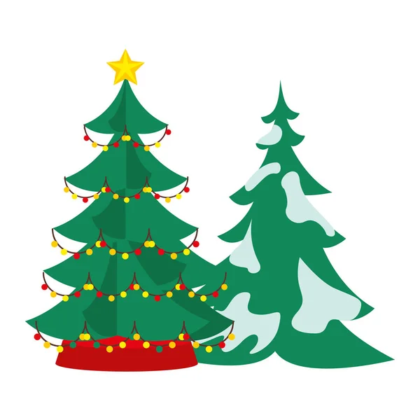 Árbol de pino de Navidad con nieve — Vector de stock