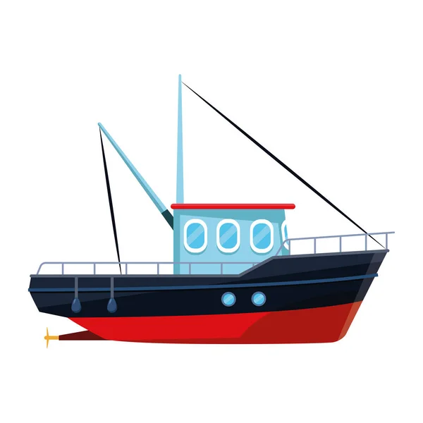 Ícone de barco de pesca, design plano — Vetor de Stock