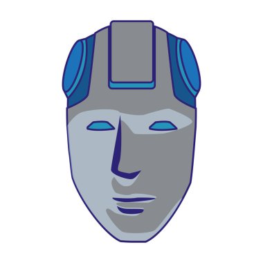 robotik baş simgesi, düz tasarım