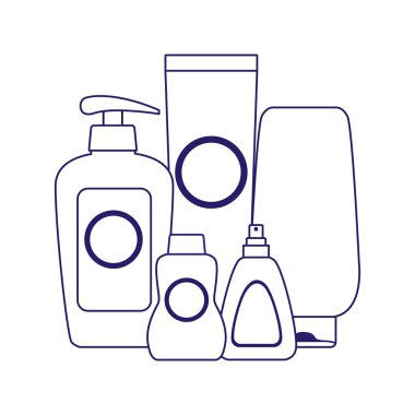 Güneş kremi ve bronzlaştırıcı şişeler, düz dizayn.