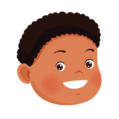 Yakışıklı çocuk yüzü simgesi, düz tasarım.