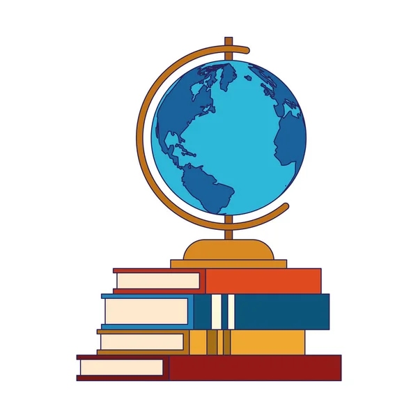 Globe on stack of books, flat design — ストックベクタ