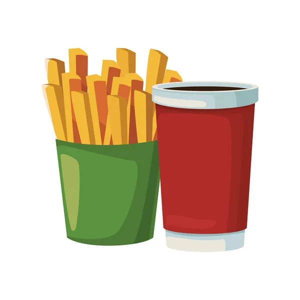 French fries and drink cup, Fast food design — ストックベクタ