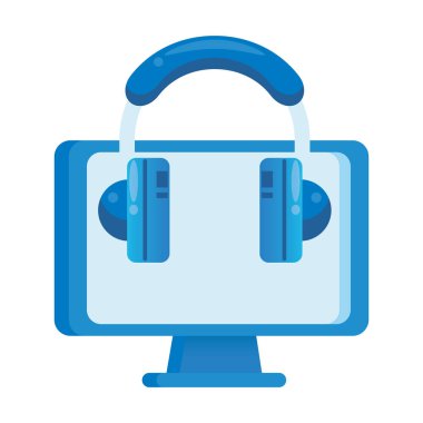 kulaklıklı masaüstü bilgisayar görüntüsü