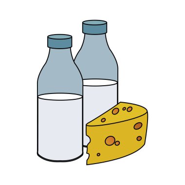 süt şişeleri ve peynir parçaları