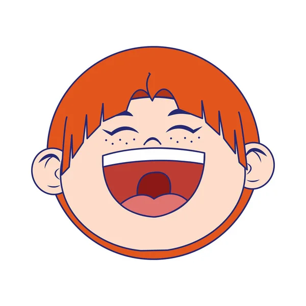 Cartoon boy laughing isolated icon — Stock Vector