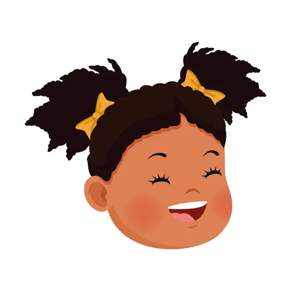 Karikatur glückliches Mädchen Gesicht Ikone, flaches Design — Stockvektor