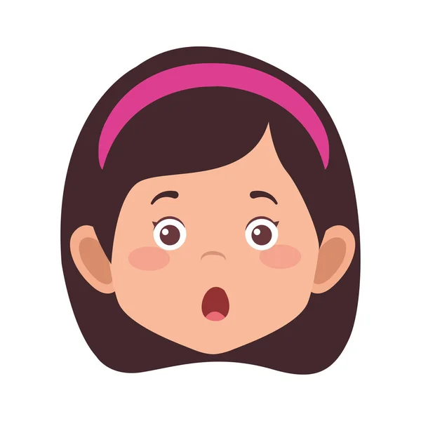 Cartoon surprised girl icon — Stock Vector