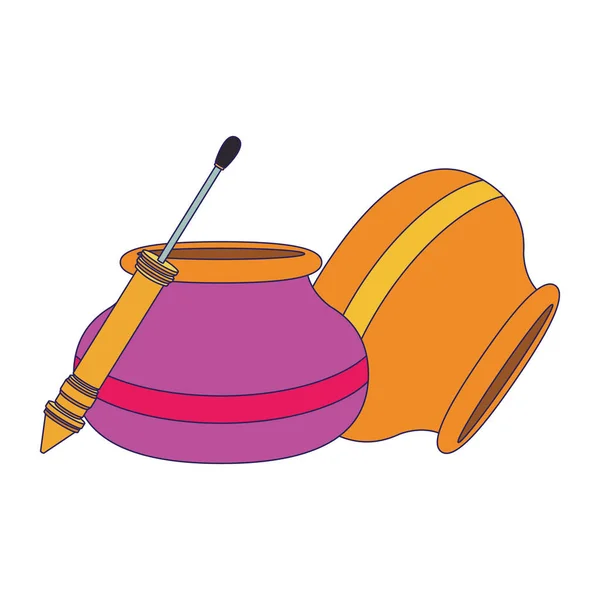 Bowls and pichkari icon — ストックベクタ