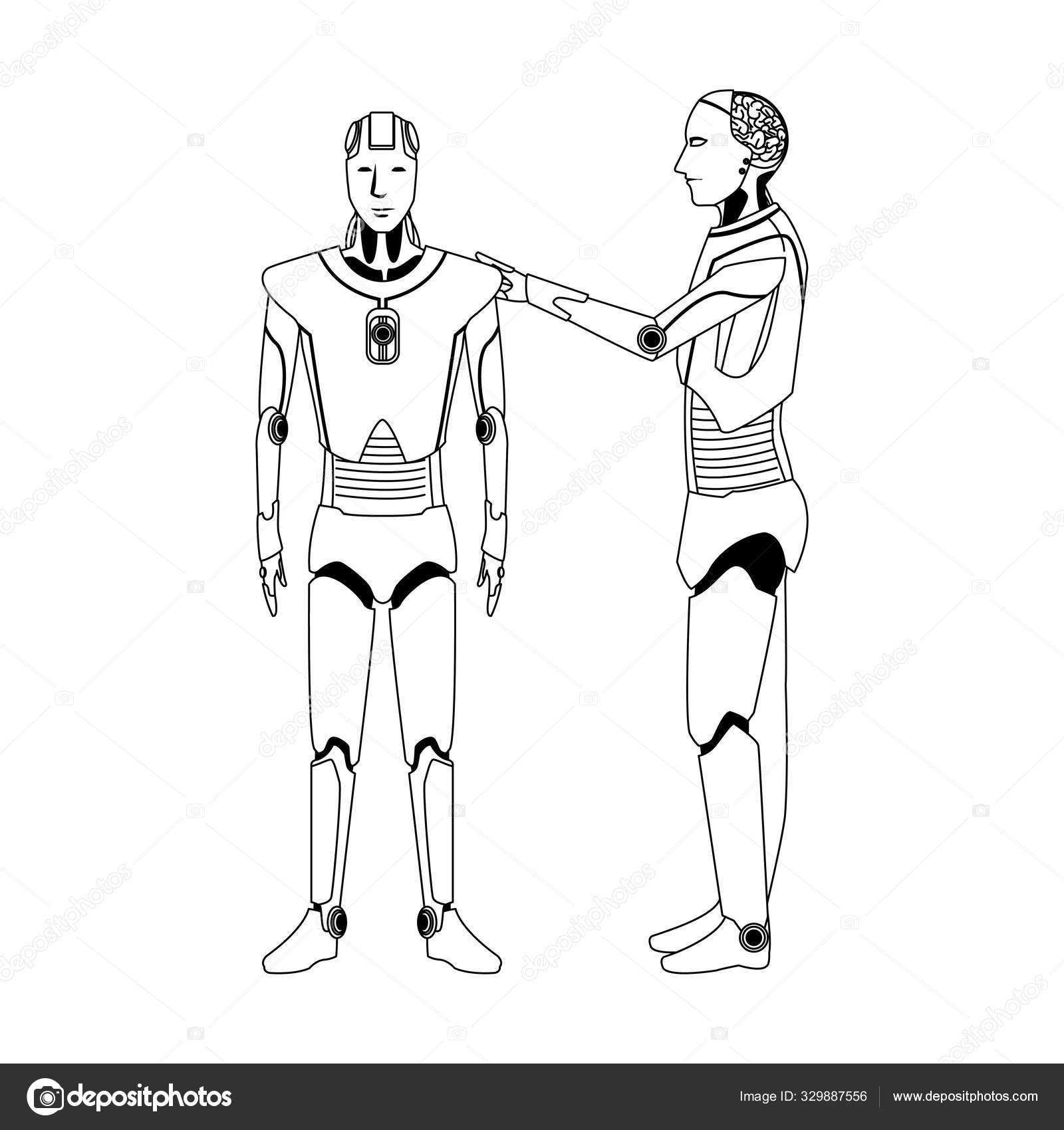 Humanoid robots icon, artificial intelligence design Stock