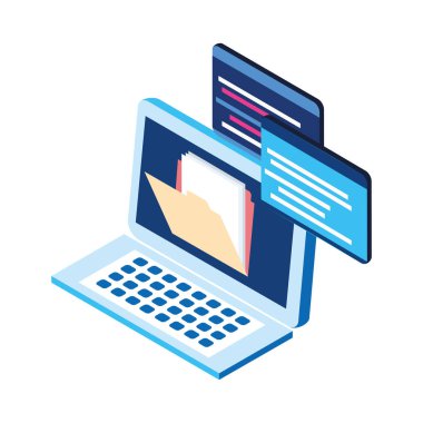 dizüstü bilgisayarda dosya simgesi, düz dizayn