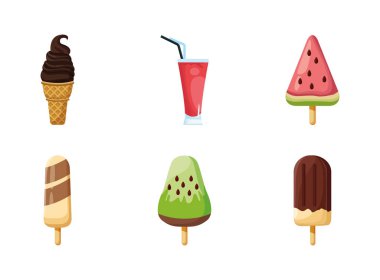 İzole edilmiş tatlı simge kümesi vektör tasarımı