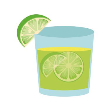 limon kokteyli simgesi, düz tasarım