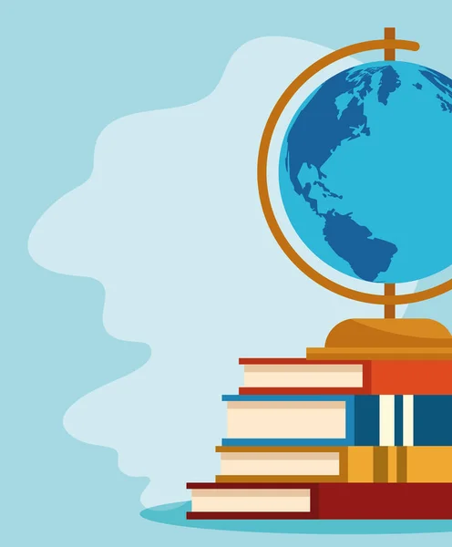 Libros académicos con globo — Vector de stock