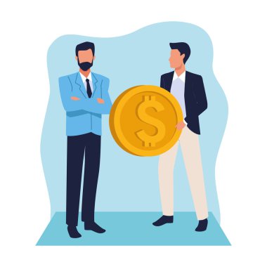 büyük paralı avatar işadamları, düz tasarım