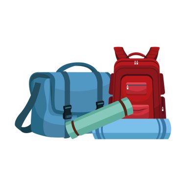 seyahat çantası ve sırt çantası simgesi, düz tasarım