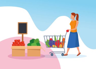 Kadın alışveriş karakteri olan marketler.