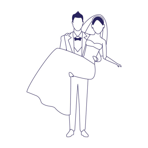 groom carrying bride icon, flat design