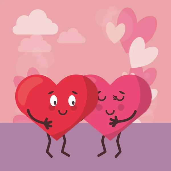 Καρδιές εραστές ζευγάρι χαρακτήρες εικονίδια — Διανυσματικό Αρχείο