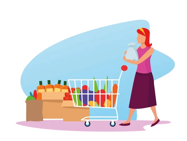 Аватарка з супермаркетом з продуктами — стоковий вектор