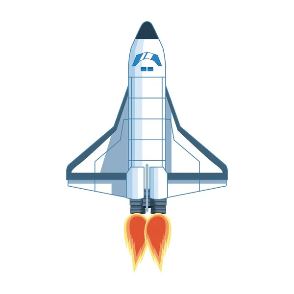 Front view of spaceship icon, colorful design — 스톡 벡터