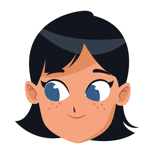 Lindo icono de cara de mujer, diseño plano — Vector de stock