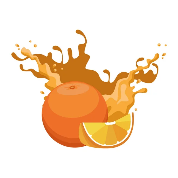 Plusk pomarańczowej ikony owocowej, płaski wzór — Wektor stockowy