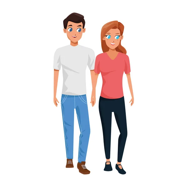 Desenho animado ícone de pé casal, design colorido —  Vetores de Stock