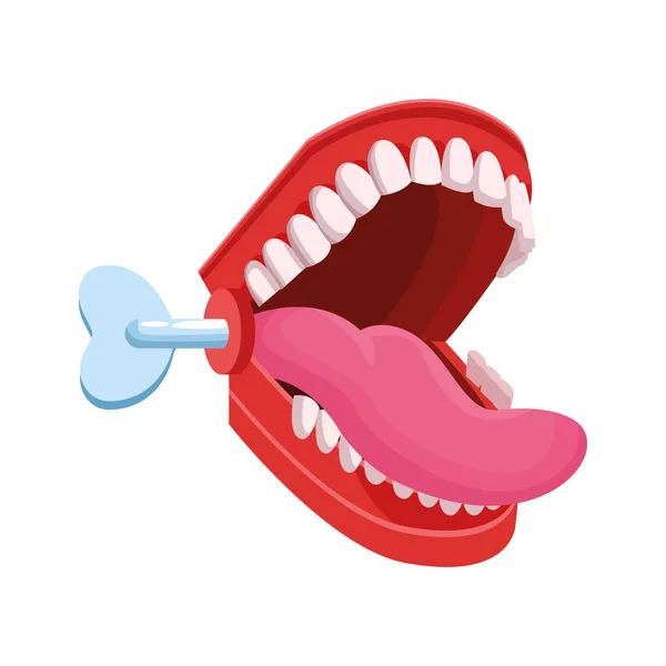 Teeth practical joke icon, flat design — 스톡 벡터