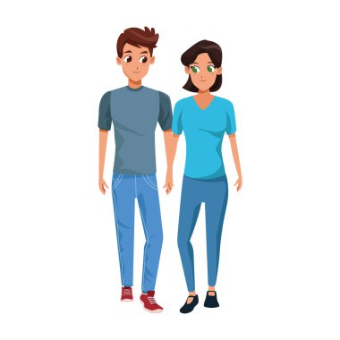 Genç çift simgesi, düz tasarım