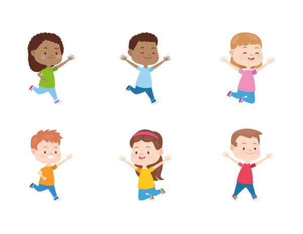 Conjunto de ícones de crianças desenhos animados, design plano — Vetor de Stock