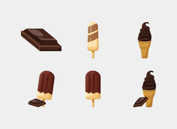 Icono de chocolate dulce aislado conjunto vector de diseño — Vector de stock