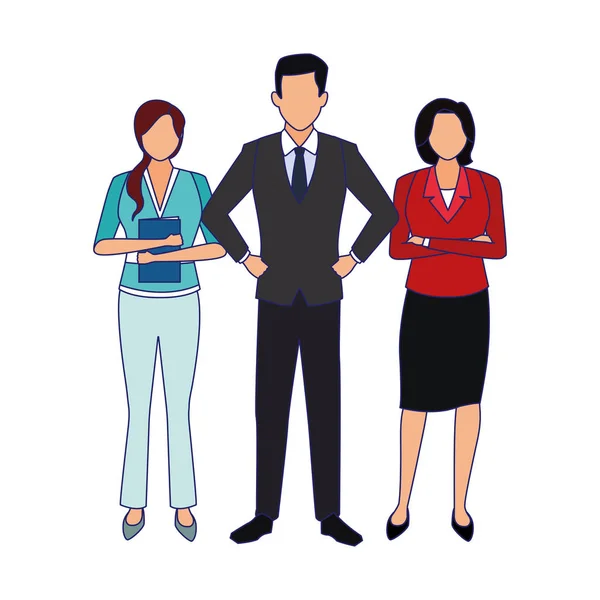 Avatar las mujeres de negocios y el hombre de negocios icono de pie — Vector de stock