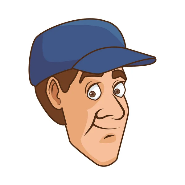 Man with blue cap icon — Stock Vector