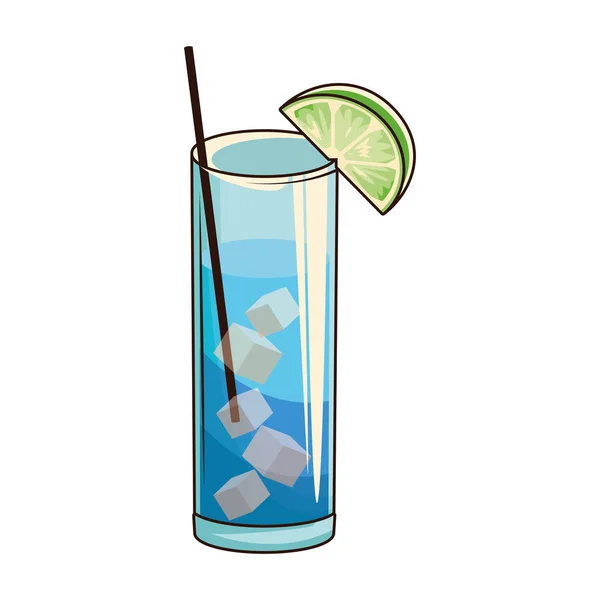 Blauw lagune cocktail icoon, plat ontwerp — Stockvector