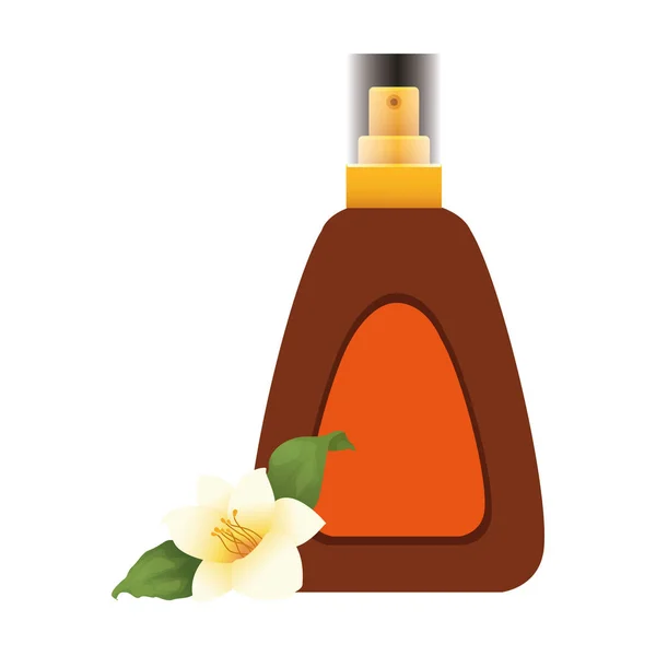 Piękny kwiat i słońce bronzer spray ikona butelki — Wektor stockowy