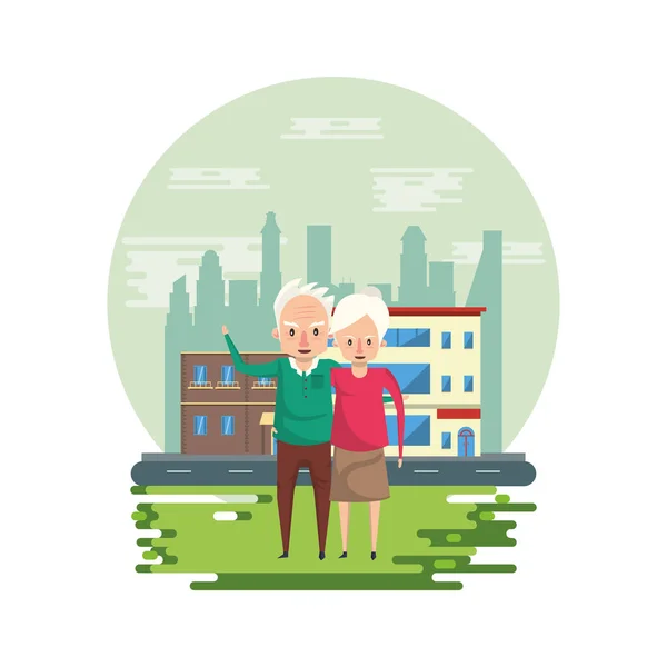 Słodkie dziadkowie para miłośnicy w park — Wektor stockowy