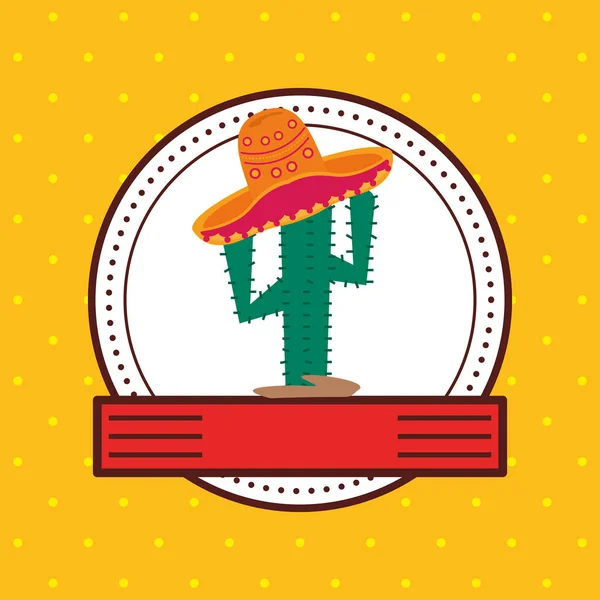 Кактус с мексиканской культурой — стоковый вектор