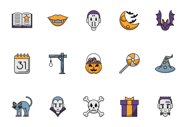 Fascio di halloween set icone — Vettoriale Stock