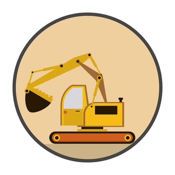 Excavator construction machine vehicle icon — Stock Vector