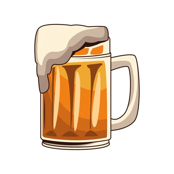 Cerveja na caneca ícone isolado — Vetor de Stock